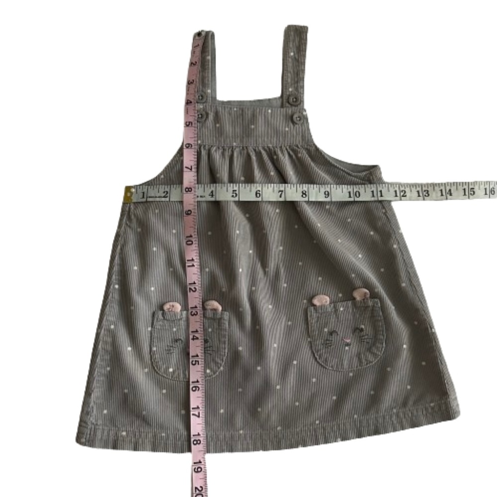 *SOLD*. Carter's Baby Girl 24M Gray & White Polkadots Sleeveless Cotton Dress - Picture 7 of 11